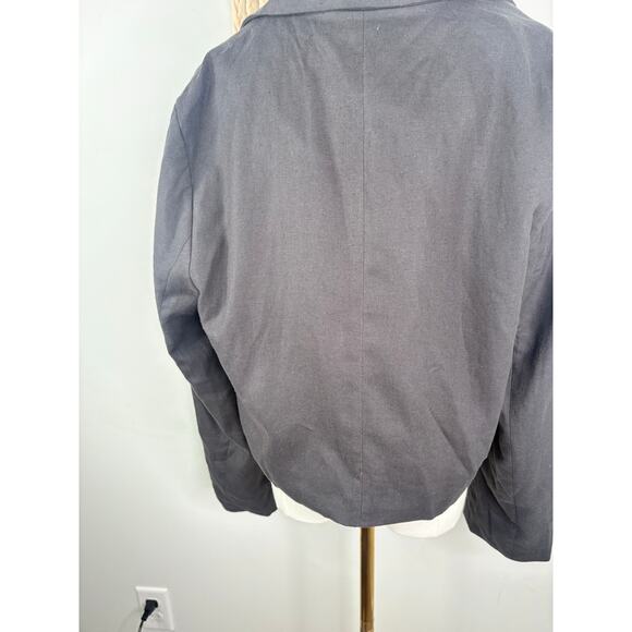NWT American Eagle Linen Cropped Blazer Jacket Large Charcoal Gray - Picture 7 of 8
